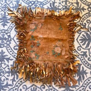 Native American Hand Painted Fringed Leather Painting and Poem